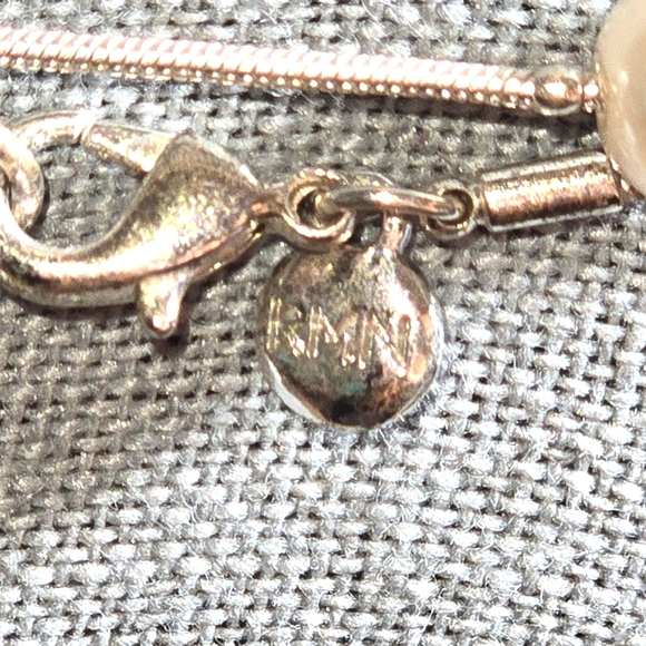 Roman RMN Signed 36" Fixed Faux Pearl Beaded Silver Tone Snake Chain Necklace - Picture 6 of 6